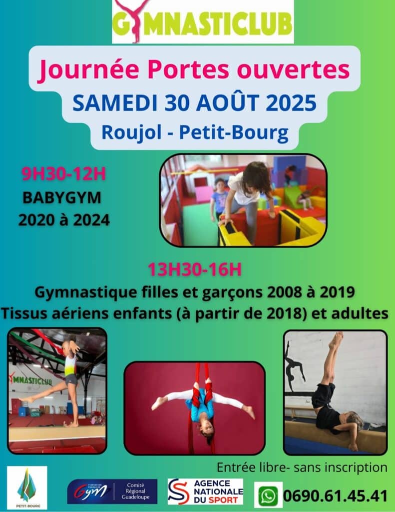 Journées portes ouvertes 30 août 2025 Gymnasticlub Petit Bourg Gymnastique